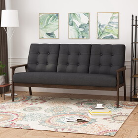 Athena Mid Century Waffle Stitch Tufted Accent Sofa with Rubberwood Legs 65344-00BLK