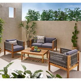 LAUREL Outdoor 4 Seater Chat Set_LOVESEAT & COFFEE TABLE & CLUB CHAIR