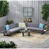 Mirabelle 5 Seater Sectional Sofa Set With Cushions, Dark Gray