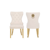 Simba Gold 2 Piece Dinning Chair Finish with Velvet Fabric in Beige 659436057739