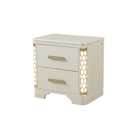 Jasmine Nightstand with side LED lightning made with Wood in Beige 659436215054