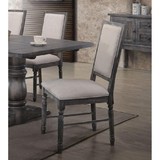 Acme Leventis Side Chair (Set-2) in Cream Linen & Weathered Gray 66182