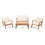 Temecula Outdoor Acacia Wood 4-Seater Chat Set_Loveseat&Coffee Table&2 Club Chairs - Brown Patina Finish + Cream Cushion 66464.00CRM-2_68024.00CRM