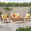 Temecula Outdoor Acacia Wood 4-Seater Chat Set_Loveseat&Coffee Table&2 Club Chairs - Brown Patina Finish + Cream Cushion 66464.00CRM-2_68024.00CRM