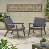 Outdoor Acacia Wood Club Chairs with Cushions (Set of 2) 66464.00DGRY