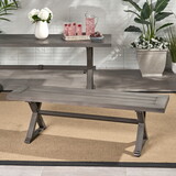 Modern Outdoor Aluminum Dining Bench, Dark Gray 66537-00DGRY