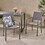 Outdoor Modern Aluminum Dining Chair with Mesh Seat (Set of 2), Gun Metal Gray and Dark Gray 66800-00GRY