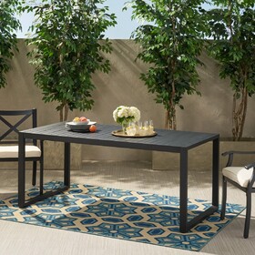 Outdoor Aluminum Dining Table, Black
