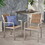 Outdoor Modern Aluminum Dining Chair with Faux Wood Seat (Set of 2), Natural and Silver 67214-00
