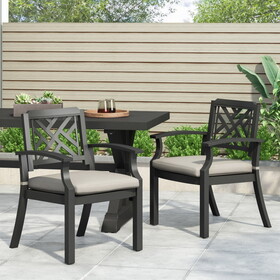 Outdoor Dining Chairs, Light Beige + Antique Matte Black 68182-00BLK