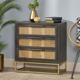 Mango wood natural cabinet with 3 drawers 68573-00