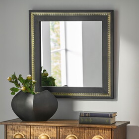 Wall Black Mirror with Golden Embossing (TC Goat Leather) 68949-00
