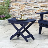 Outdoor Folding Wooden Side Table, Navy Blue, 15