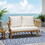 Outdoor Wooden Loveseat with Cushions - White/Teak - 55.50" W x 27.00" D x 25.50" H 70334-00WHI