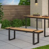 Outdoor Dining Bench, Gray + Natural 70498-00GRY