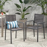 Outdoor Modern Aluminum Dining Chair with Rope Seat (Set of 2), Gray and Dark Gray 70660-00DGRY