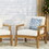 Outdoor Club Chairs with Cushions, 29" H x 26.5" W x 29" D, acacia wood + Teak Finish + Beige 70787.00BGE