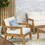 Outdoor Club Chairs with Cushions, 29" H x 26.5" W x 29" D, acacia wood + Teak Finish + Beige 70787.00BGE