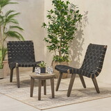 Outdoor 3-Piece Wood Patio Seating Set 70913.00BLK2-62266.00GRY