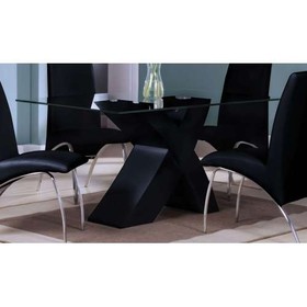 Acme Pervis Dining Table in Black & Clear Glass 71110