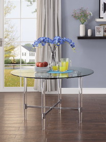 Acme Daire Dining Table in Chrome & Clear Glass 71180
