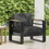 Outdoor Club Chair, Black + Natural + Dark Gray