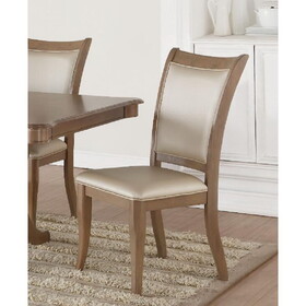 ACME Harald Side Chair (Set-2) in Beige PU & Gray Oak 71767