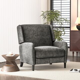 Oversized Textured Fabric Pushback Recliner, Gray and Dark Brown
