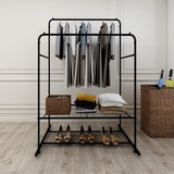Garment Rack Freestanding Hanger Double Rods Multi-Functional Bedroom Clothing Rack 718C-Bk