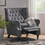 Classic Style Charcoal Fabric Push Back Chair