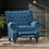 Classic Style Navy Blue Fabric Push Back Chair