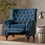 Classic Style Navy Blue Fabric Push Back Chair