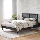 Queen Bed - Acacia Wood and Rattan 71929-00DGRY-Q-FULL-BED