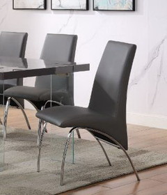 Acme Noland Side Chair (Set-2), Gray PU & Chrome (2pc/1CTN) 72192