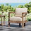 Outdoor Acacia Wood Patio Club Chair, Patio Furniture,Waterproof Thick Cushion Deep Seating for Porch, Garden, Backyard, Balcony, Weight Capacity 400lbs, Brown wash, Beige cushion 72303-00BBGE