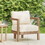 Outdoor Acacia Wood Patio Club Chair, Patio Furniture,Waterproof Thick Cushion Deep Seating for Porch, Garden, Backyard, Balcony, Weight Capacity 400lbs, Brown wash, Beige cushion 72303-00BBGE