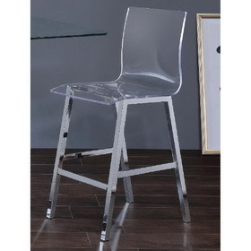 Acme Nadie Counter Height Chair (Set-2) in Clear Acrylic & Chrome 72592