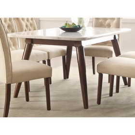 Acme Gasha Dining Table in White Marble & Walnut 72820