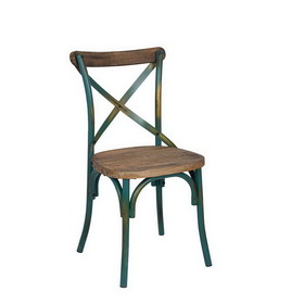Acme Zaire Side Chair (1pc) in Antique Turquoise & Antique Oak 73072