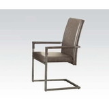 Acme Lazarus Arm Chair (Set-2) in Vintage Gray PU & Antique Silver 73112