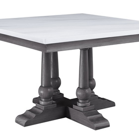 Acme Yabeina Square Dining Table, Marble Top & Gray Oak Finish 73270