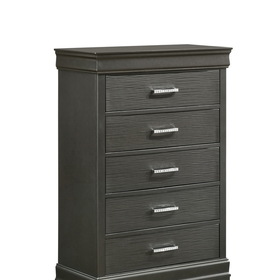 Modern Brooklyn 5 Drawers Chest made with Wood in Gray 733569277797
