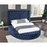 Hazel King Size Tufted Storage Bed Made with Wood in Blue 733569302765