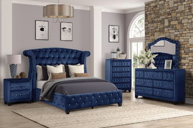 Sophia Queen Bed 4 Piece Blue 733569315215