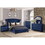 Blue + Wood + King Bed + 1 Nightstand + Dresser + Mirror