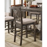 Acme Martha II Counter Height Chair (Set-2) in Tan Linen & Weathered Gray 73832