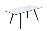Acme Caspian Dining Table, White Printed Faux Marble & Black Finish 74010