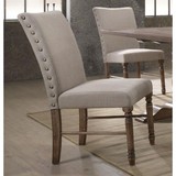 Acme Leventis Side Chair (Set-2) in Cream Linen & Weathered Oak 74657