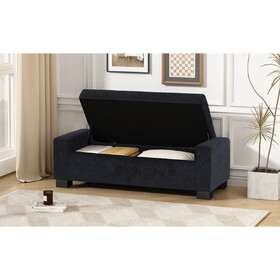 50" Ottoman Bench in Textured Fabric, Rectangular Design with Hinged Lid for Seating, Footrest, and Hidden Storage, Perfect for Living Room, Bedroom, or Entryway 74862.00DBLUTEX