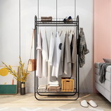 Garment Rack Freestanding Hanger Double Rods Multi-Functional Bedroom Clothing Rack 754-Bk